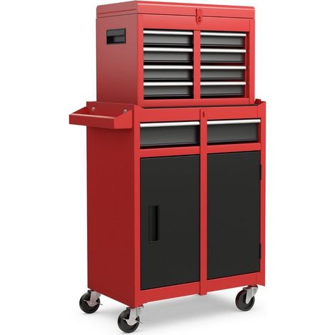 2 in 1 workshop trolley with case & 8 compartments & hooks & adjustable shelf 100 kg load capacity (1/5)
