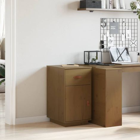 Schreibtisch-Schrank Honigbraun 40x50x75 cm Massivholz Kiefer (1/5)