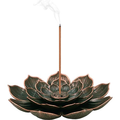 Brûleur D'Encens - Porte-Encens Lotus À 5 Trous Avec Récupérateur De Cendres Amovible - Pour Bâtonnets Cônes Spirales - 1 Pièce (1/5)