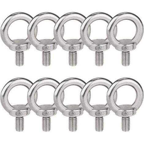Boulons à œil M8 Anneau de Levage vis à Filetage Mâle en Acier Inoxydable 304 10 PCS Anneaux de Levage, Vis à Oeil Ronde pour Marin Boulons et Équipements de Levage D'Ingénierie