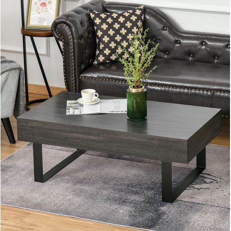 Tavolo basso con cassetto e ripiani, grigio scuro OKMYHOME (1/4)