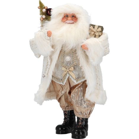 Babbo Natale decorativo color crema con regali decorazione natalizia -46.5 cm