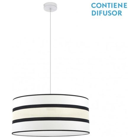 FABRILAMP Zweifarbige Pendelleuchte Karla 2-flammig weiß/beige dimmbar