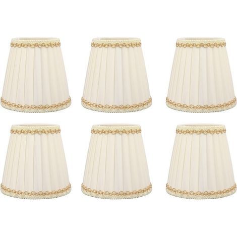 Lot de 6 petits abat-jours en tissu – Installation à clipser – Dimensions 9x14x13cm – Pour ampoules E14 – Style moderne pour bureau et salon (1/5)