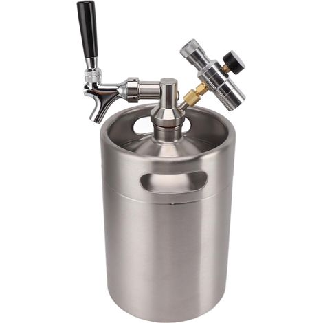Fût miniature de 5 L en acier inoxydable, système de fût domestique pressurisé avec robinet réglable et manomètre 150 PSI (1/5)