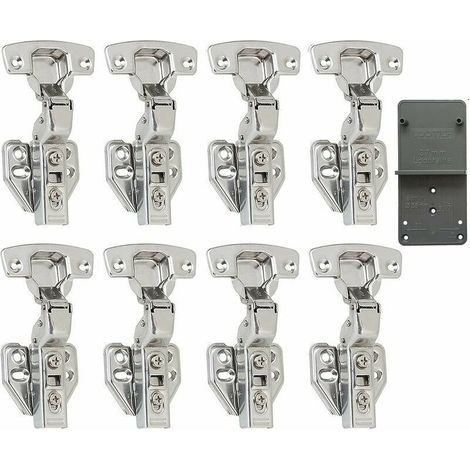 110 Degree Recessed Clip 35mm Soft Close Hinges with Hydraulic Damper, Self-Closing, Soft Close Hinges for Kitchen Door Cabinets, Pack of 8 (1/4)