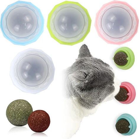 Lot de quatre balles à l herbe à chat pour mur rotatif trois cent soixante degrés jouet pour chat pour divertissement