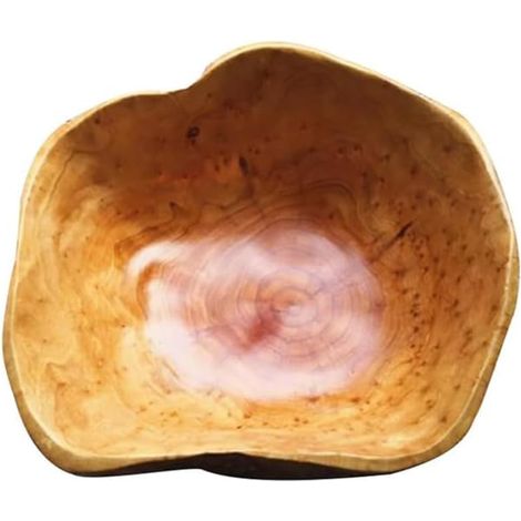 Bol à fruits en bois naturel pour une décoration distinctive, bol en bois créatif irrégulier, bol à fruits de service fait à la main pour comptoir de cuisine (20-24 cm) (1/5)