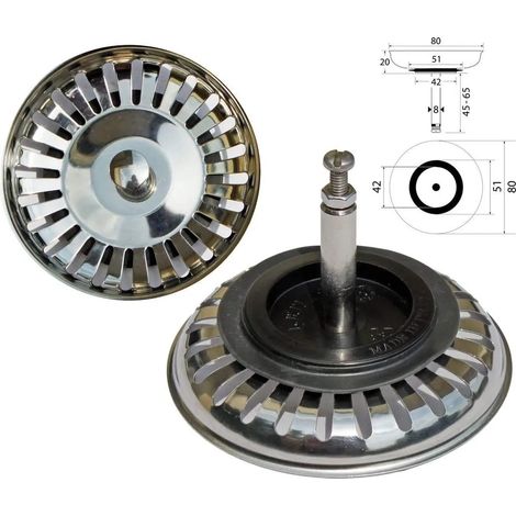 Universal-Korbventil 7,6 cm (Ø80 mm), für Spüle mit Offset-Bedienung / Edelstahl