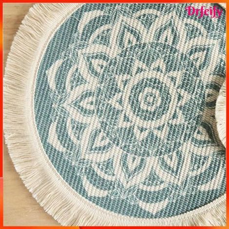 Tapis rond de protection pour pot napperon en coton et polyester tissé, doux et confortable avec glands, pour linge et serviettes, Style A (1/5)