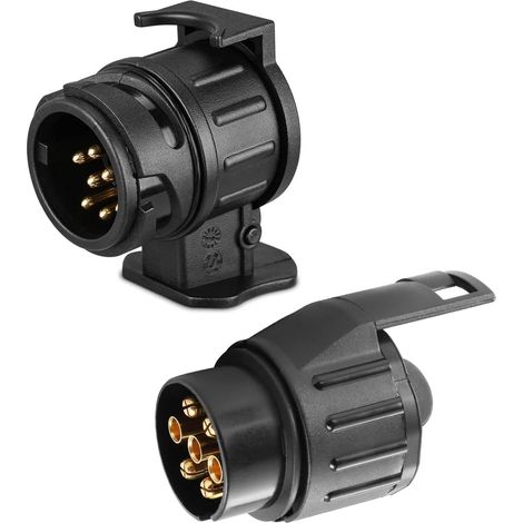 2 Adaptateur remorque,Connecteur 7 vers 13 broches,Connecteur 13 vers 7 broches,Plastique nylon,Cuivre pur,Véhicule caravane porte-vélo (1/5)