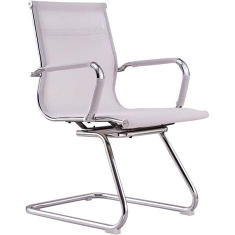Orion91 polar chair chrome structure white mesh seat – 55 x 65 x 95 cm dining office living room teleworking meetings confident waiting room - spazioluzio (1/4)