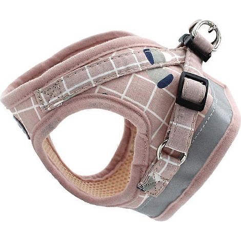 Arnés tipo chaleco rosa para perros pequeños con correa ajustable para 3 personas. (1/5)