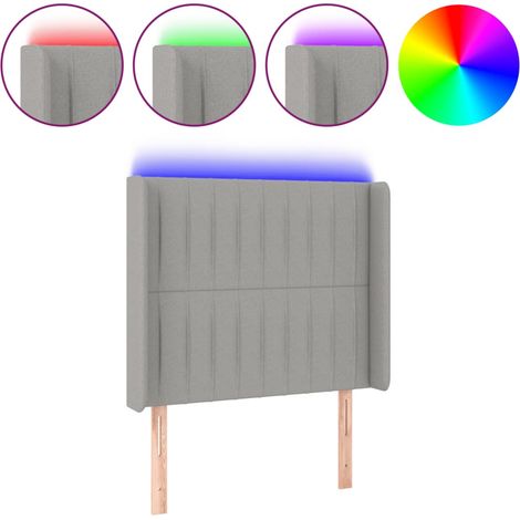 Testiera Testata del letto a LED Grigio Chiaro 103x16x118/128 cm in Tessuto (1/5)