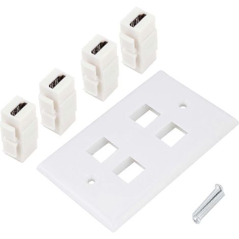 Couvercle de coupleur HDMI à 4 ports à clipser, compatible avec l'audio et la vidéo, panneau mural TV haute définition, qualité supérieure. (1/5)