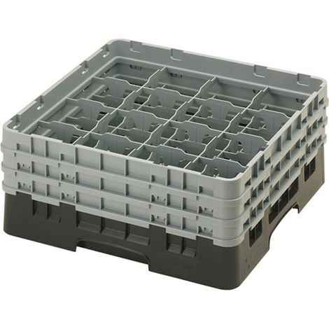 Casier de lavage haut max 17.4 cm - 50 x 50 x 22.5 cm - Noir - Lot de 3 - Cambro
