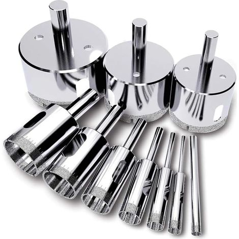 Broca de diamante para abrir vidrio, paquete de 10 piezas, herramienta para extraer núcleos de vidrio, porcelana y cerámica. (1/5)