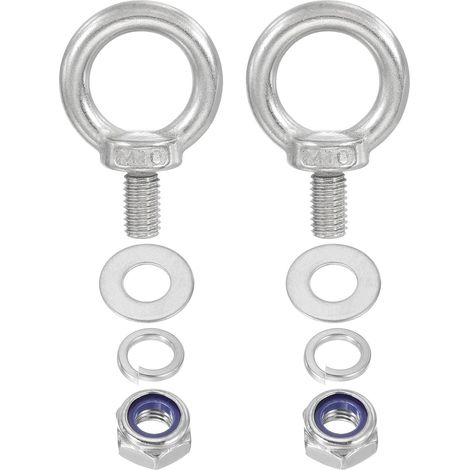 2 Pièces M10 x 18mm Boulon À Œil Avec Écrou Pour Hanging Argent (1/5)