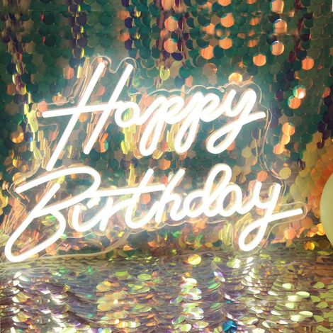 1 Panneau lumineux LED, néon Happy Birthday, acrylique, dimmable, USB, décoration anniversaire intérieur (1/5)
