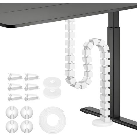 Adjustable Height Desk Cable Hose, Flexible Cable Hose, Cable Management Length, Rectangular, Slim Black (White, Screw Mount) (1/5)