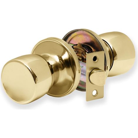 1 Poignée de porte, bouton rotatif, zamak, laiton poli, portes intérieures en bois 35-45mm