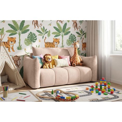 Sofa 2er-Sitzer mit Liegefunktion ONTARIO in Stoff Poso Hellrosa