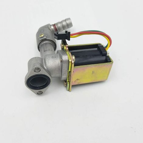 Gas cooker with forced suction valve, angled solenoid valve, safety valve and automatic priming valve.