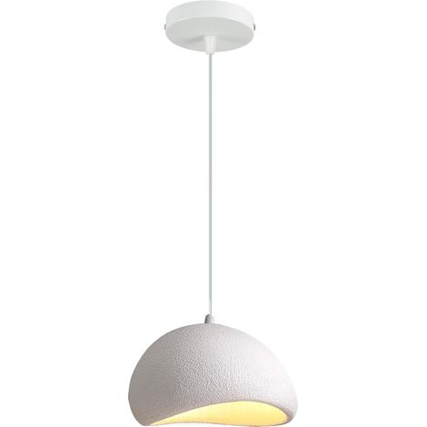 Lustre nordique créatif 30 CM suspension E27 abat‑jour pierre simulée réglable éclairage plafond blanc pour salon chambre et salle à manger (1/5)