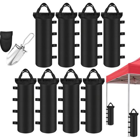 Lot de 4 Sac Lestage Tonnelle 50 x 15 cm, Oxford 800D Lestage Tonnelle, Pelle comprise, pour pavillon, Sacs de Sable pour lestages Jardin tentes de Plage - Noir (1/5)