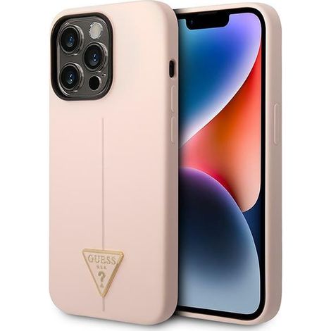 Funda rígida rosa de silicona triangular Guess GUHCP14XSLTGP para iPhone 14 Pro Max de 6,7 pulgadas (1/5)