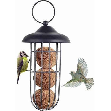 mangeoire à Oiseaux en métal à l'épreuve des écureuils mangeoire à Oiseaux Fer à Suspendre Automatique Porte-Boule de Graisse Outil d'alimentation (1/5)