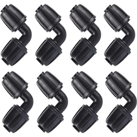 Sistema di microgoccia con raccordo a L (3/4"), raccordo a gomito universale per tubo da giardino, accessori per irrigazione agricola (8 pezzi)