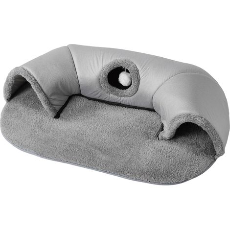 2 in 1 Cat Tunnel & Bed with Hanging Toy (1/5)