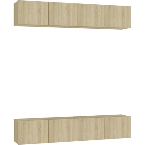 Mobile TV multimediale scaffale per televisione credenza televisione sala da pranzo soggiorno camera da letto 4 pezzi rovere Sonoma 80 x 30 x 30 cm derivati del legno marrone 020028758