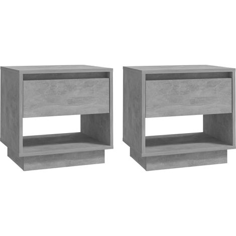 Set di 2 comodini con cassetti e ripiano 45 x 34 x 44 cm multistrato grigio DEC035402