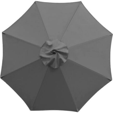 Toile de rechange à 8 baleines pour parasol de jardin, terrasse, cour, plage, piscine, marché (auvent uniquement),gris (1/2)
