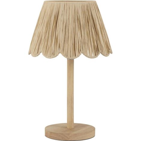 Lampe de table en bois et corde de papier style naturel - Beige naturel bois clair (1/2)