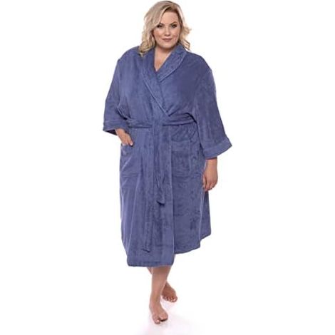 Texere - Peignoir de luxe en tissu éponge pour femme - En viscose de bambou, Bleu Cachemire, XXL/3XL (1/5)