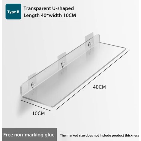 (WGYKLZWJMDKB40x10CM) Étagère de rangement auto-adhésive murale, amovible, pour salle de bain, douche, cuisine, dressing, accessoires de salle de bain (1/5)