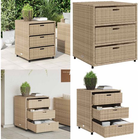 Armadietto Portaoggetti da Giardino Beige 55x59x69cm Polyrattan - Armadietto portaoggetti - Armadietto esterno
