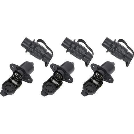 3 Pièces Prise Remorque Et Prise pour Remorque 3 Broches, Prise 12V Etanche Remorque 3 Broches Femelle Male, Prise pour Attelage 3 Broches Convient Remorque Camion Tracteur Agricole Véhicule (1/5)
