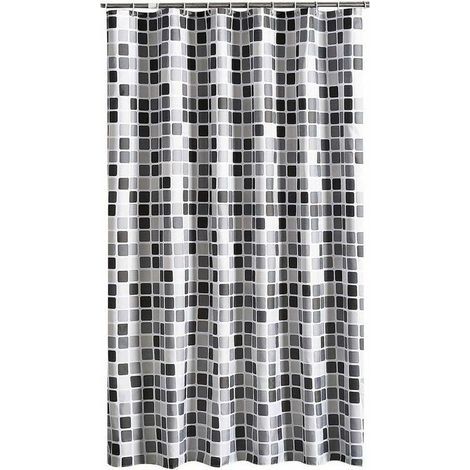 Rideau de douche imperméable 200x200cm – Polyester antibactérien – Œillets antirouille – Ourlet lesté pour tenue sécurisée (1/5)