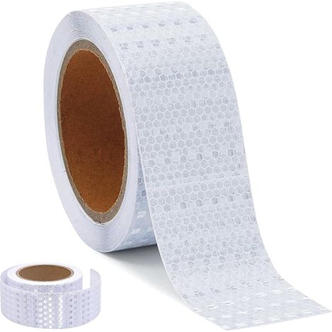 Bande Réfléchissante Autocollante Blanc 5cm x 10m - Ruban Adhésif Reflechissant pour Casque Moto, Camions, Remorques et Voies D'évacuation (1/5)