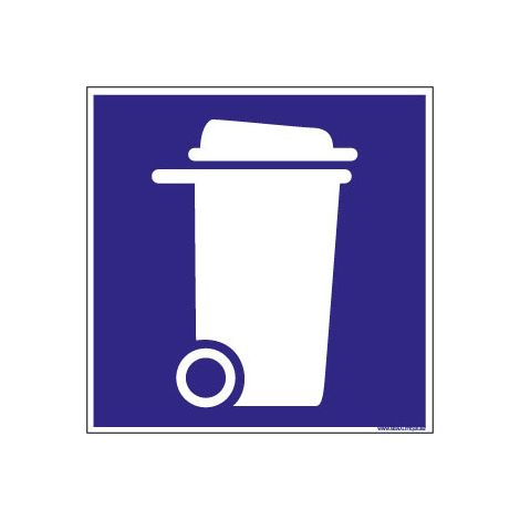 PANNEAU DE SIGNALISATION CAMPING LOCAL POUBELLES (H0214) - Plastique PVC 1,5 mm - 125 x 125 mm