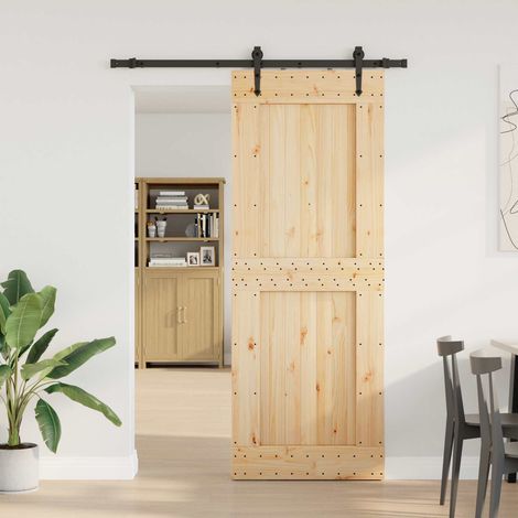 Puerta Corredera  Natural y negro 85 x 210 cm (152,5 cm)