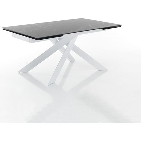 Ausziehbarer Tisch Keramik Marmor 90x160/220 cm Lundy Matt Black Marble (1/4)