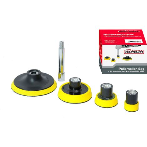 Dino KRAFTPAKET Set de plaques de support M10 30 mm, 50 mm, 75 mm, 100 mm avec rallonge de 80 mm pour polisseuse avec filetage M10. Compatible avec machine de polissage sans fil 640241
