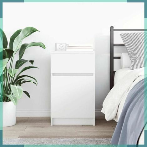 Table de chevet - 861319 - blanc - 39 x 35 x 65 cm - panneaux de particules (1/5)