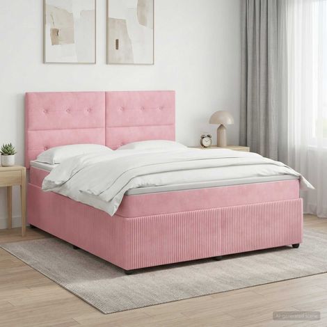 vidaXL Lit boxspring avec matelas Rose 180 x 200 cm Velours (1/5)