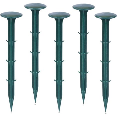 Plastique Piquets de Fixation de Jardin,pour Jardin pour la Fixation des Tissus Anti Mauvaises Herbes Protection Contre Les UV (200 pièces, Vert) (1/5)